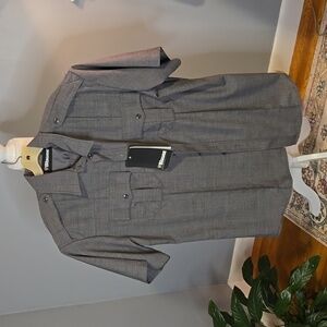 Blauer Short Sleeve Gray Heather 8460 Uniform Police Fire EMT Shirt Sz 16-16.5 L